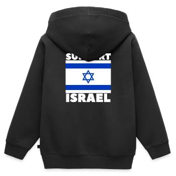 Support Israel - Kinder Premium Organic Zip Hoodie - Schwarz - Hinten - AI Model Kid Male (0cm)