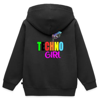 Techno-Mädchen - Kinder Premium Organic Zip Hoodie - Schwarz - Hinten - AI Model Kid Male (0cm)