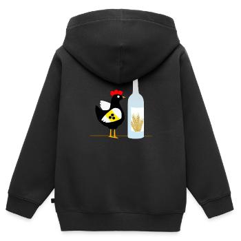 Auch ein blindes Huhn findet 1 Korn schw weiß - Kinder Premium Organic Zip Hoodie - Schwarz - Hinten - AI Model Kid Male (0cm)
