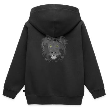 Lion en blanc - Sweat Premium à capuche zippé enfant bio - noir - Dos - AI Model Kid Male (0cm)