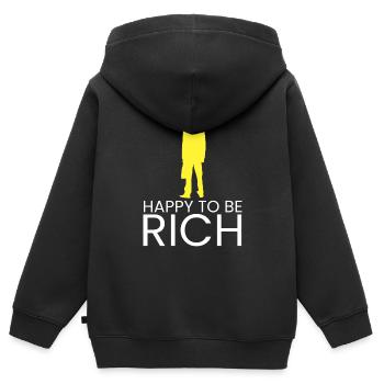 glücklich, reich zu sein - Kinder Premium Organic Zip Hoodie - Schwarz - Hinten - AI Model Kid Male (0cm)