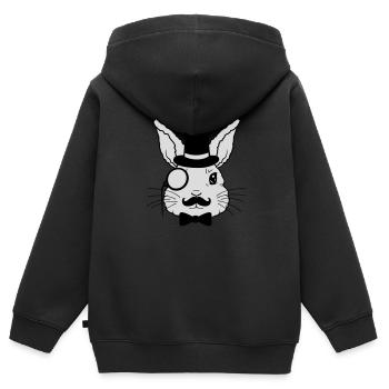 Cylindre monocle Sir Rabbit - Sweat Premium à capuche zippé enfant bio - noir - Dos - AI Model Kid Male (0cm)