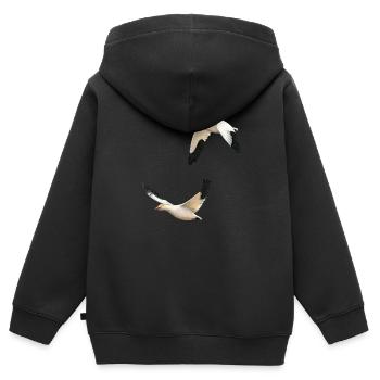 Oies des neiges - Sweat Premium à capuche zippé enfant bio - noir - Dos - AI Model Kid Male (0cm)