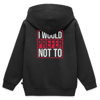 Je préfère ne pas - Sweat Premium à capuche zippé enfant bio - noir - Dos - AI Model Kid Male (0cm)