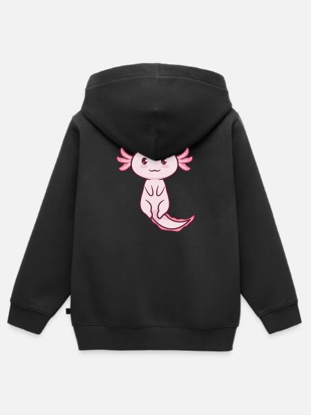 Axolotl Süß - Kinder Premium Organic Zip Hoodie - Schwarz