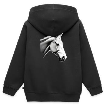 Pferd Skizze Bleistift Pferde Tier Porträts 6 - Kinder Premium Organic Zip Hoodie - Schwarz - Hinten - AI Model Kid Male (0cm)