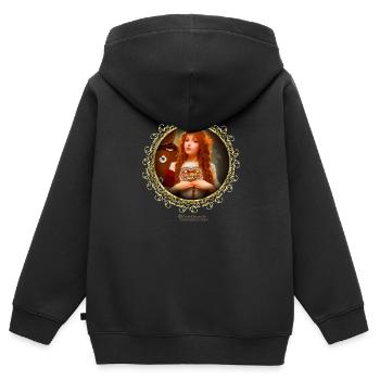 Spruch Du mich auch Frau mit Lebkuchenherz - Kinder Premium Organic Zip Hoodie - Schwarz - Hinten - AI Model Kid Male (0cm)