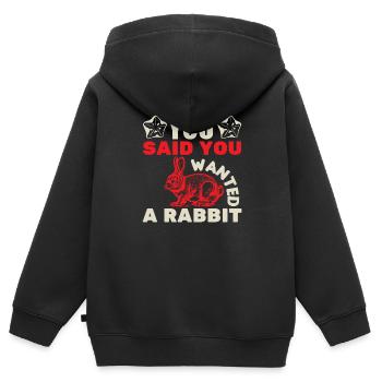 VOUS AVEZ DIT QUE VOUS VOULIEZ UN LAPIN - Sweat Premium à capuche zippé enfant bio - noir - Dos - AI Model Kid Male (0cm)