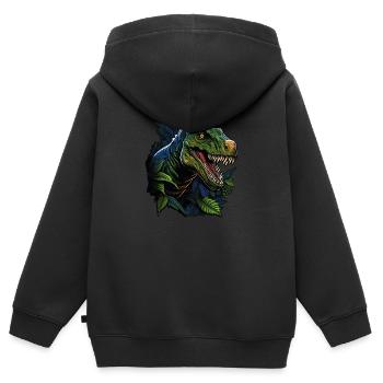 Cooler Raptor-Dinosaurier - Kinder Premium Organic Zip Hoodie - Schwarz - Hinten - AI Model Kid Male (0cm)