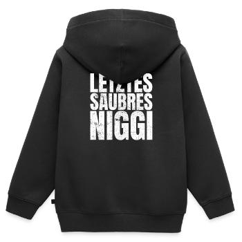 DDR Ostalgie Niggi Ossi Geschenk - Kinder Premium Organic Zip Hoodie - Schwarz - Hinten - AI Model Kid Male (0cm)