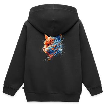 getigerter Stubentiger als bunte Kitten Katze - Kinder Premium Organic Zip Hoodie - Schwarz - Hinten - AI Model Kid Male (0cm)