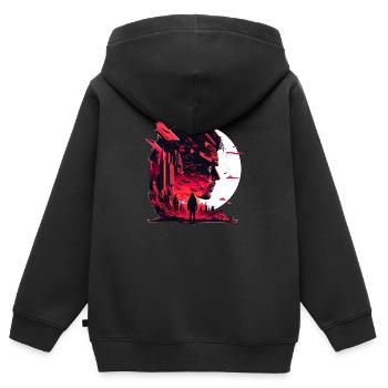 Sci-Fi Zukunftsvision in einer düsteren Welt - Kinder Premium Organic Zip Hoodie - Schwarz - Hinten - AI Model Kid Male (0cm)
