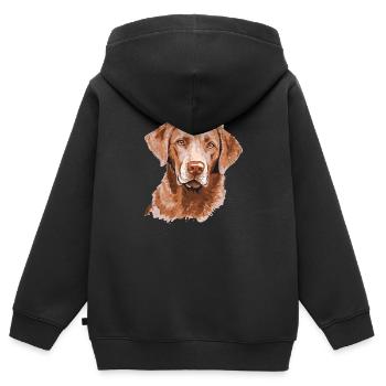 Retriever de la baie de Chesapeake - Sweat Premium à capuche zippé enfant bio - noir - Dos - AI Model Kid Male (0cm)