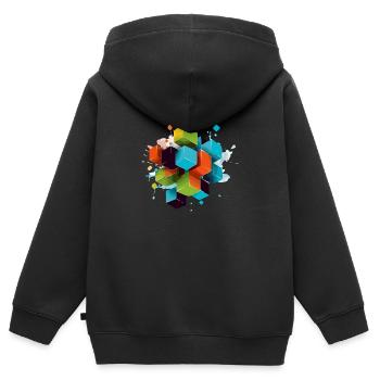 Cubes - Kids Premium Organic Zip-up Hoodie - black - Back - AI Model Kid Male (0cm)