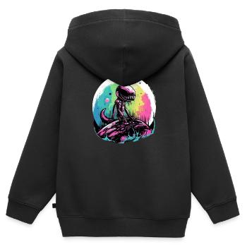 Ali l'alien - Sweat Premium à capuche zippé enfant bio - noir - Dos - AI Model Kid Male (0cm)