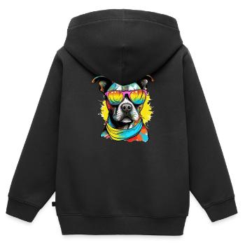 Jok le staff - Sweat Premium à capuche zippé enfant bio - noir - Dos - AI Model Kid Male (0cm)