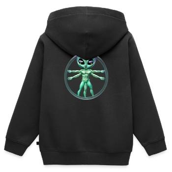 Alien de Vinci - Kinder Premium Organic Zip Hoodie - Schwarz - Hinten - AI Model Kid Male (0cm)