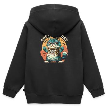 Die flauschige Katze - Kinder Premium Organic Zip Hoodie - Schwarz - Hinten - AI Model Kid Male (0cm)
