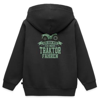 Aus dem Weg ich muss Traktor fahren Bauer - Kinder Premium Organic Zip Hoodie - Schwarz - Hinten - AI Model Kid Male (0cm)