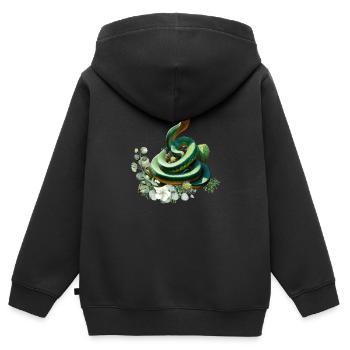 Grüne Schlange - Mamba Shirt's und Accessoires - Kinder Premium Organic Zip Hoodie - Schwarz - Hinten - AI Model Kid Male (0cm)