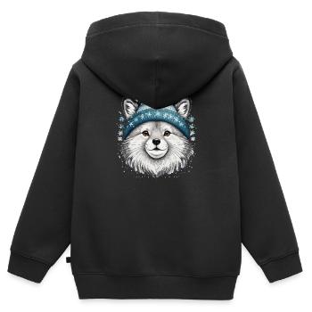 Ein Haustier in einem winterlichen Klima. - Kinder Premium Organic Zip Hoodie - Schwarz - Hinten - AI Model Kid Male (0cm)