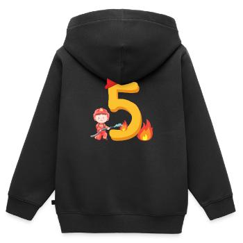 Fünfter Geburtstag Feuerwehr Feuerlöschen zum 5. - Kinder Premium Organic Zip Hoodie - Schwarz - Hinten - AI Model Kid Male (0cm)