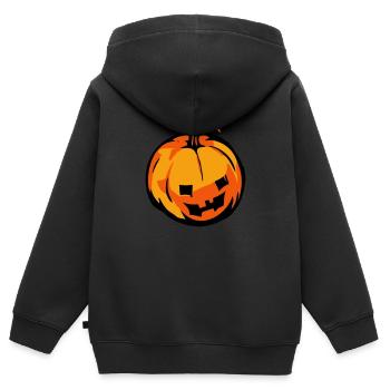kürbis - Kinder Premium Organic Zip Hoodie - Schwarz - Hinten - AI Model Kid Male (0cm)