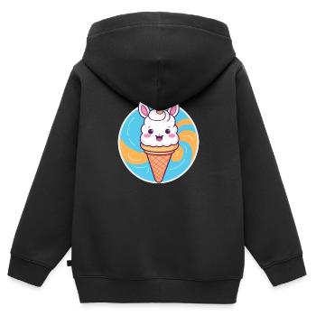 Eis mit Ohren - Kinder Premium Organic Zip Hoodie - Schwarz - Hinten - AI Model Kid Male (0cm)