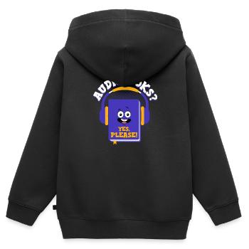 Earpiece Escape : Conversations avec des livres audio - Sweat Premium à capuche zippé enfant bio - noir - Dos - AI Model Kid Male (0cm)