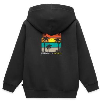 Ich kann nicht Urlaub machen - Kinder Premium Organic Zip Hoodie - Schwarz - Hinten - AI Model Kid Male (0cm)