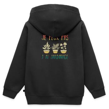 Ich kann nicht, ich habe Gartenarbeit - Kinder Premium Organic Zip Hoodie - Schwarz - Hinten - AI Model Kid Male (0cm)