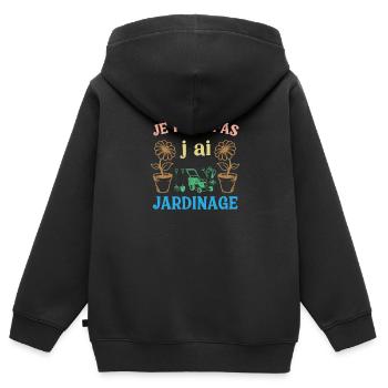 Ich kann nicht, ich habe Gartenarbeit - Kinder Premium Organic Zip Hoodie - Schwarz - Hinten - AI Model Kid Male (0cm)