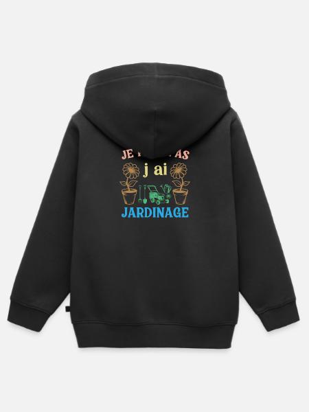 J peux pas j ai Jardinage - Sweat Premium à capuche zippé enfant bio - noir