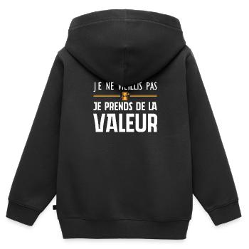 Ich werde nicht alt, ich steigere meinen Wert - Kinder Premium Organic Zip Hoodie - Schwarz - Hinten - AI Model Kid Male (0cm)