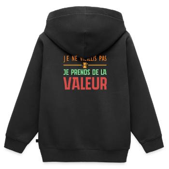 Ich werde nicht alt, ich steigere meinen Wert - Kinder Premium Organic Zip Hoodie - Schwarz - Hinten - AI Model Kid Male (0cm)