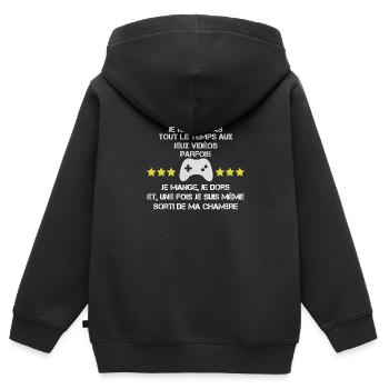 Videospiel-Süchtige-Geschenkidee für Teenager-Gamer - Kinder Premium Organic Zip Hoodie - Schwarz - Hinten - AI Model Kid Male (0cm)