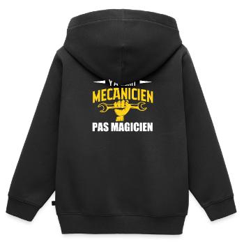 Y'a écrit mécanicien pas magicien - Sweat Premium à capuche zippé enfant bio - noir - Dos - AI Model Kid Male (0cm)