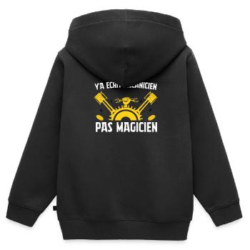 Y'a écrit mécanicien pas magicien - Sweat Premium à capuche zippé enfant bio - noir - Dos - AI Model Kid Male (0cm)