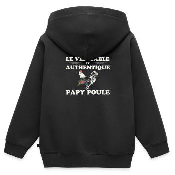 Die echte, authentische Papa-Henne - Kinder Premium Organic Zip Hoodie - Schwarz - Hinten - AI Model Kid Male (0cm)