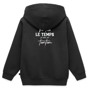 Ich albern mit Onkel - Kinder Premium Organic Zip Hoodie - Schwarz - Hinten - AI Model Kid Male (0cm)