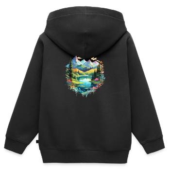 Ruhige Landschaft Ruhig Beschauliche Natur Im Freien - Kinder Premium Organic Zip Hoodie - Schwarz - Hinten - AI Model Kid Male (0cm)