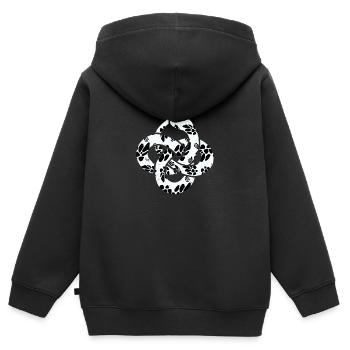 eine weiße Schlange, die ihren Schwanz frisst - Kinder Premium Organic Zip Hoodie - Schwarz - Hinten - AI Model Kid Male (0cm)