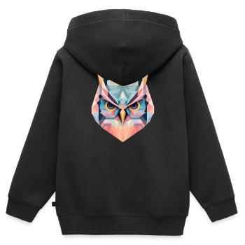 Geometric Owl Gift - Kids Premium Organic Zip-up Hoodie - black - Back - AI Model Kid Male (0cm)