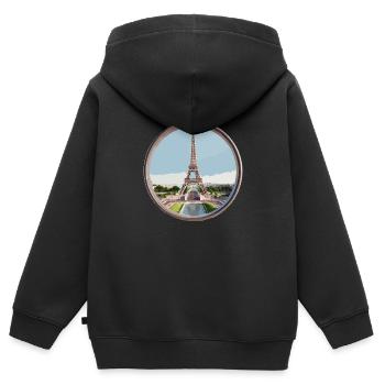 Tour Eiffel - Sweat Premium à capuche zippé enfant bio - noir - Dos - AI Model Kid Male (0cm)