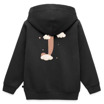 Buchstabe j bewölkt Sterne - Kinder Premium Organic Zip Hoodie - Schwarz - Hinten - AI Model Kid Male (0cm)