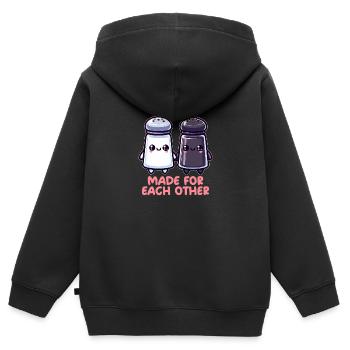Sel et poivre - Sweat Premium à capuche zippé enfant bio - noir - Dos - AI Model Kid Male (0cm)