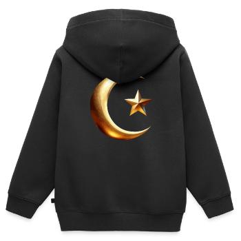 Islam Symbol Gold - Kinder Premium Organic Zip Hoodie - Schwarz - Hinten - AI Model Kid Male (0cm)