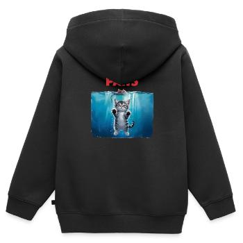Parodie de chats PAWS - Conception amusante des mâchoires pour Kat - Sweat Premium à capuche zippé enfant bio - noir - Dos - AI Model Kid Male (0cm)