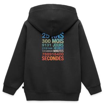 25 Ans de Vie – Un Quart de Siècle en Chiffres - Kinder Premium Organic Zip Hoodie - Schwarz - Hinten - AI Model Kid Male (0cm)