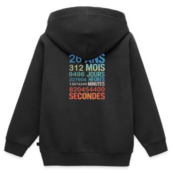 26 Ans en Chiffres – Design Anniversaire Unique - Kinder Premium Organic Zip Hoodie - Schwarz - Hinten - AI Model Kid Male (0cm)